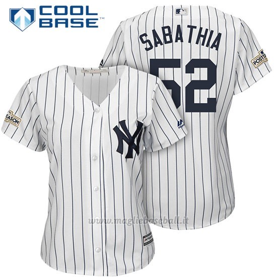 Maglia Baseball Donna New York Yankees 2017 Postseason C.c. Sabathia Bianco Cool Base